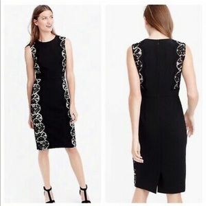 NWT J Crew Lace Panel Sheath Dress Black Cream Sz 8